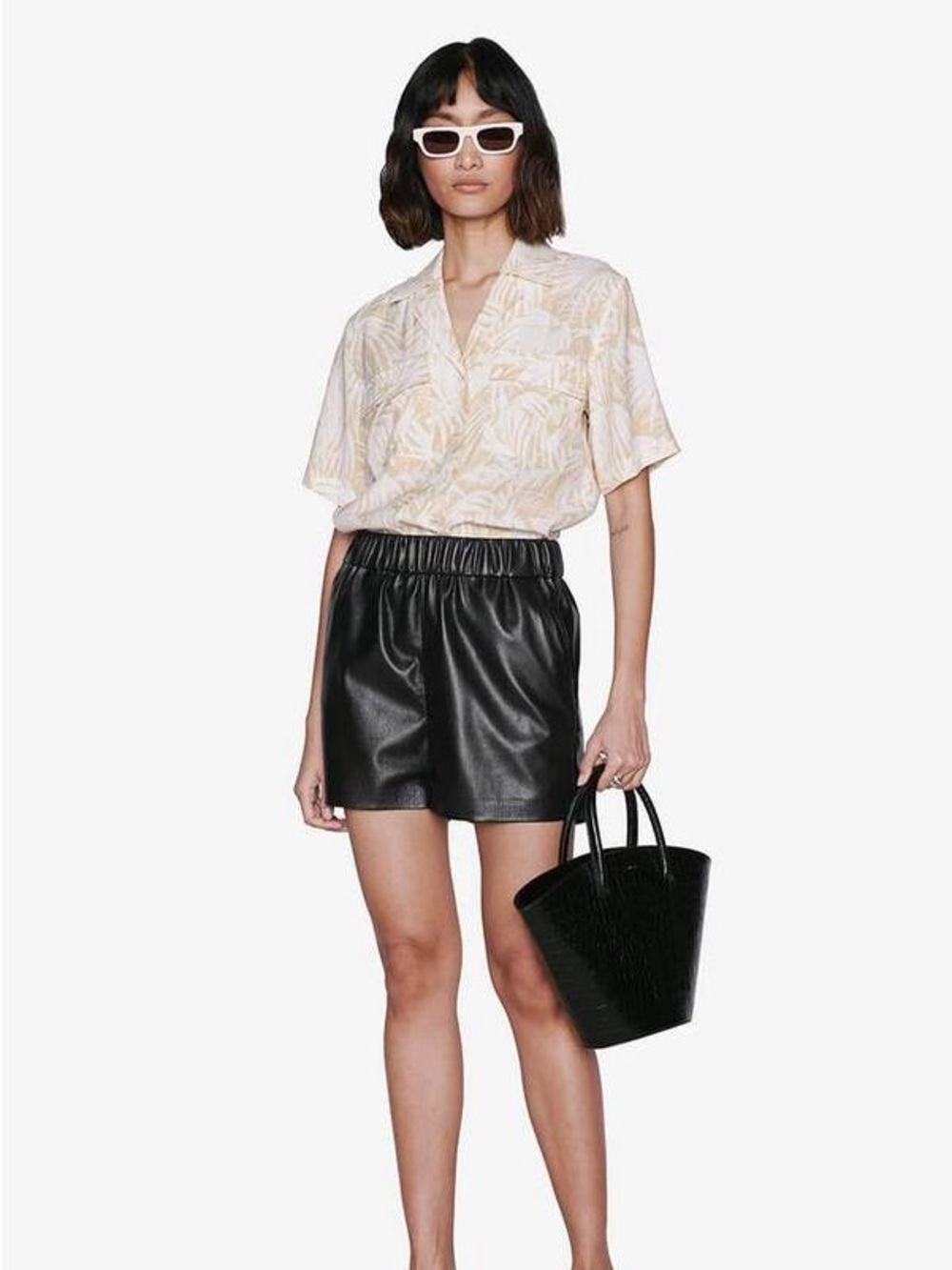 Anine Bing Austin Palm Print Button up top Large $200 - Picture 2 of 7